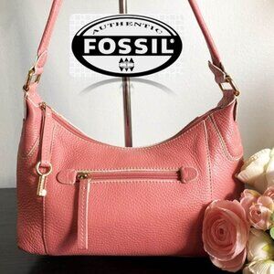 Fossil Pink Leather Shoulder Bag